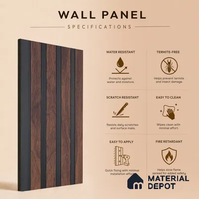 Wooden Look PN 00646 8 ft x 4.8 inch Charcoal Panel - 11 mm | Suitable for Feature Wall, TV Unit & Living Room | Width is Subjected to 5% Variation