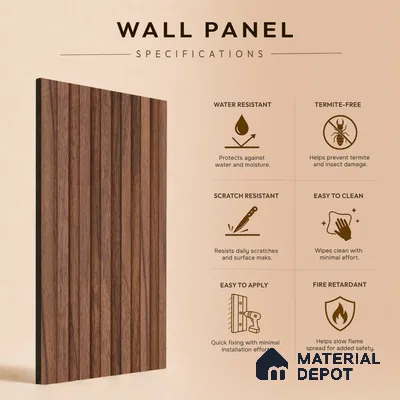 Wooden Look PN 00648 8 ft x 4.8 inch Charcoal Panel - 11 mm | Suitable for Feature Wall, TV Unit & Living Room | Width is Subjected to 5% Variation