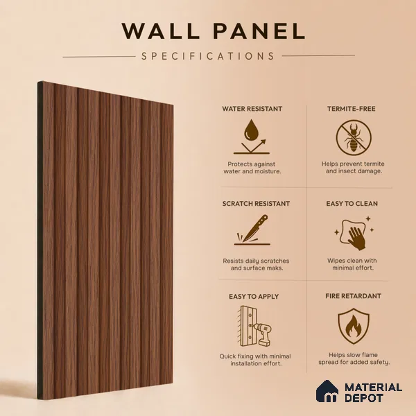 Wooden Look PN 00650 8 ft x 4.8 inch Charcoal Panel - 11 mm | Suitable for Feature Wall, TV Unit & Living Room | Width is Subjected to 5% Variation