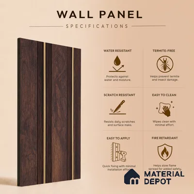 Wooden Look PN 00673 9.5 ft x 4.8 inch Charcoal Panel - 11 mm | Suitable for Feature Wall, TV Unit & Living Room | Width is Subjected to 5% Variation