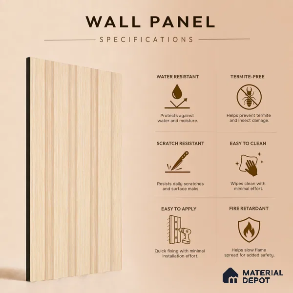 Wooden Look PN 03397 9.5 ft x 4.8 inch Charcoal Panel - 11 mm | Suitable for Feature Wall, TV Unit & Living Room | Width is Subjected to 5% Variation