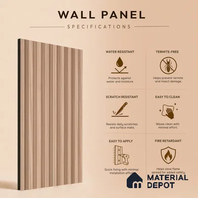Wooden Look PN 03420 8 ft x 4.8 inch Charcoal Panel - 11 mm | Suitable for Feature Wall, TV Unit & Living Room | Width is Subjected to 5% Variation