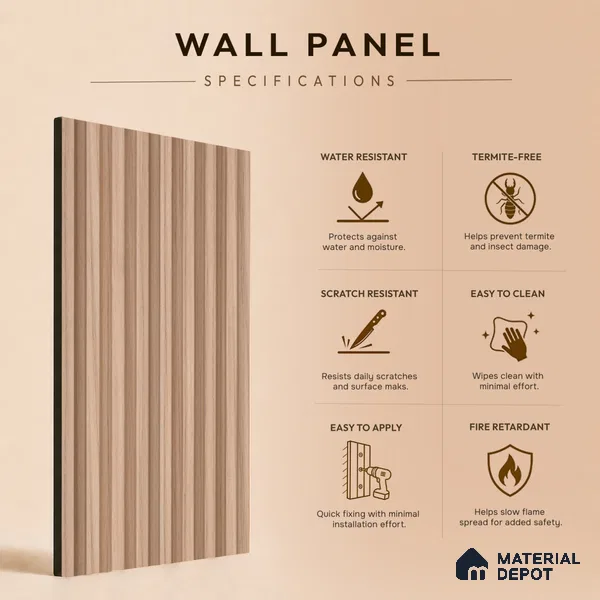 Wooden Look PN 03420 8 ft x 4.8 inch Charcoal Panel - 11 mm | Suitable for Feature Wall, TV Unit & Living Room | Width is Subjected to 5% Variation
