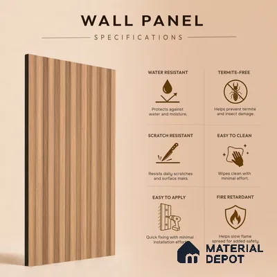 Wooden Look PN 03422 8 ft x 4.8 inch Charcoal Panel - 11 mm | Suitable for Feature Wall, TV Unit & Living Room | Width is Subjected to 5% Variation