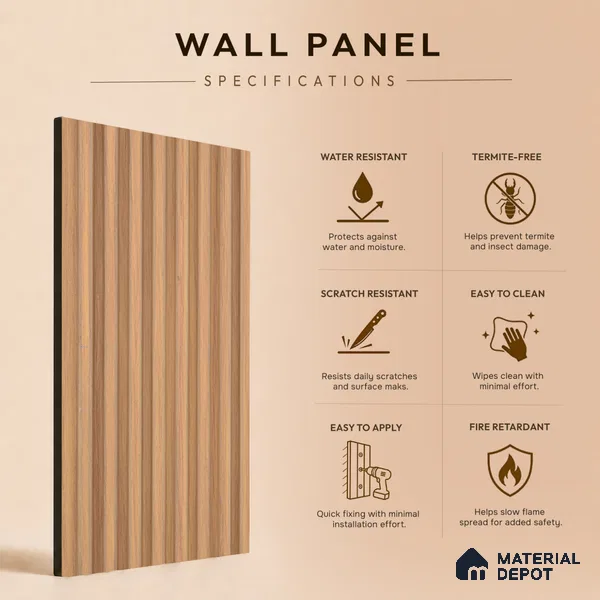 Wooden Look PN 03422 8 ft x 4.8 inch Charcoal Panel - 11 mm | Suitable for Feature Wall, TV Unit & Living Room | Width is Subjected to 5% Variation