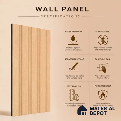 Wooden Look PN 03520 9.5 ft x 4.9 inch Charcoal Panel - 11 mm | Suitable for Feature Wall, Living Room & Bedroom | Width is Subjected to 5% Variation
