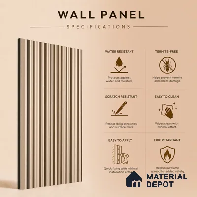 Cappuccino Beige Plain Colour Look PN 03540 9.5 ft x 4.7 inch Charcoal Panel - 12 mm | Suitable for Feature Wall, TV Unit & Living Room | Width is Subjected to 5% Variation