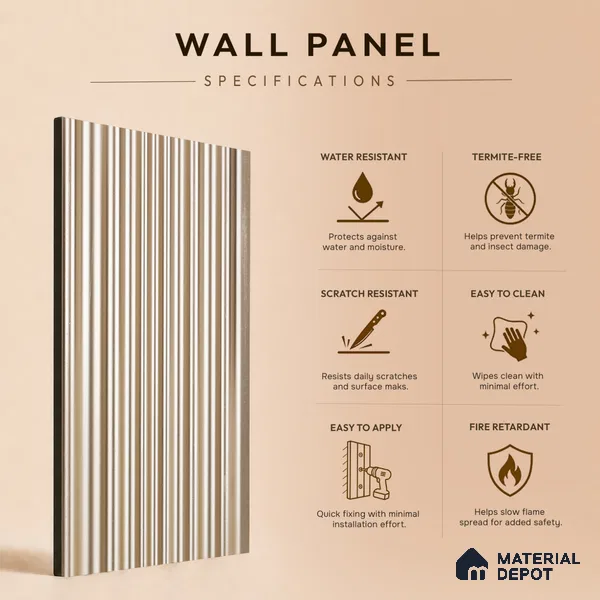 Mocha Brown Plain Colour Look PN 03545 9.5 ft x 4.7 inch Charcoal Panel - 12 mm | Suitable for Feature Wall, TV Unit & Living Room | Width is Subjected to 5% Variation