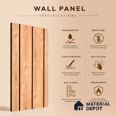 Wooden Look PN 05555 9.5 ft x 12 inch Charcoal Panel - 6 mm | Suitable for Feature Wall, TV Unit & Living Room | Width is Subjected to 5% Variation