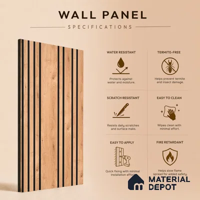 Wooden Look PN 05557 9.5 ft x 12 inch Charcoal Panel - 6 mm | Suitable for Feature Wall, TV Unit & Living Room | Width is Subjected to 5% Variation