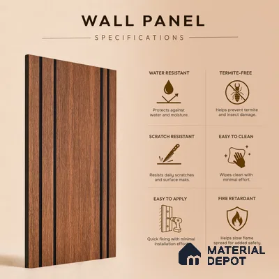 Wooden Look PN 05558 9.5 ft x 12 inch Charcoal Panel - 6 mm | Suitable for Feature Wall, TV Unit & Living Room | Width is Subjected to 5% Variation