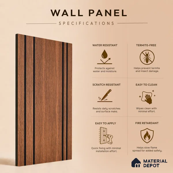 Wooden Look PN 05558 9.5 ft x 12 inch Charcoal Panel - 6 mm | Suitable for Feature Wall, TV Unit & Living Room | Width is Subjected to 5% Variation