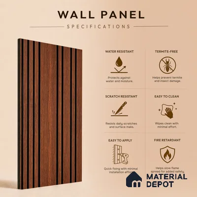 Wooden Look PN 05559 9.5 ft x 12 inch Charcoal Panel - 6 mm | Suitable for Feature Wall, TV Unit & Living Room | Width is Subjected to 5% Variation