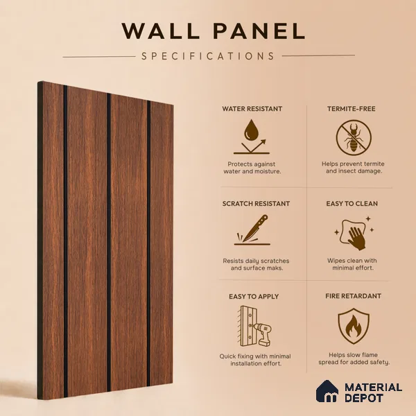Wooden Look PN 05561 9.5 ft x 12 inch Charcoal Panel - 6 mm | Suitable for Feature Wall, TV Unit & Living Room | Width is Subjected to 5% Variation