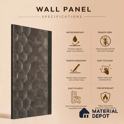 Cappucino Brown Metallic Look PN 06074 9.5 ft x 4.7 inch Charcoal Panel - 7 mm | Suitable for Feature Wall, TV Unit & Living Room | Width is Subjected to 5% Variation