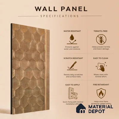 Teak Brown Metallic Look PN 06075 9.5 ft x 4.7 inch Charcoal Panel - 7 mm | Suitable for Feature Wall, TV Unit & Living Room | Width is Subjected to 5% Variation