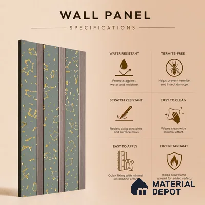 Steel Grey Luxury Look PN 06076 9.5 ft x 4.6 inch Charcoal Panel - 8 mm | Suitable for Feature Wall, TV Unit & Living Room | Width is Subjected to 5% Variation