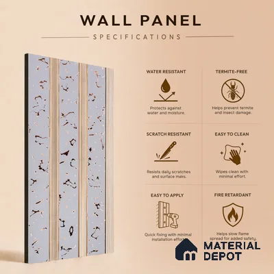 Light Grey Luxury Look PN 06082 9.5 ft x 4.6 inch Charcoal Panel - 8 mm | Suitable for Feature Wall, TV Unit & Living Room | Width is Subjected to 5% Variation