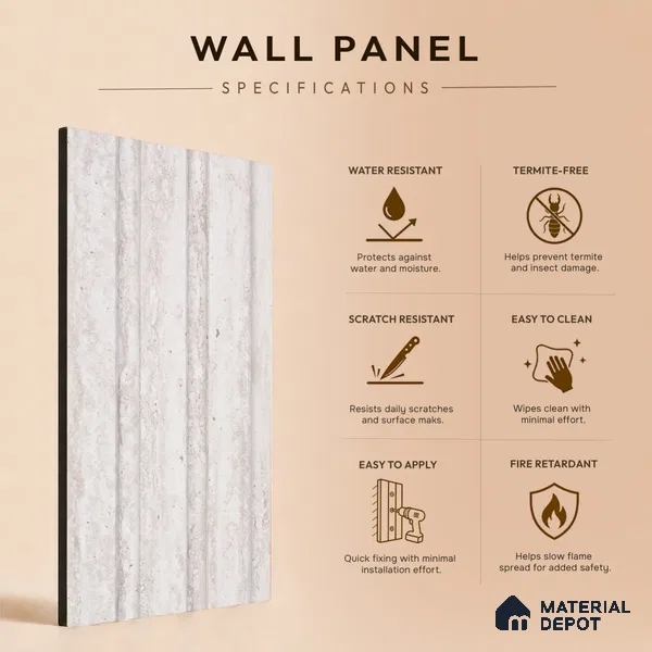 Dove Grey Stone Look PN 06089 9.5 ft x 4.6 inch Charcoal Panel - 8 mm | Suitable for Feature Wall, TV Unit & Living Room | Width is Subjected to 5% Variation