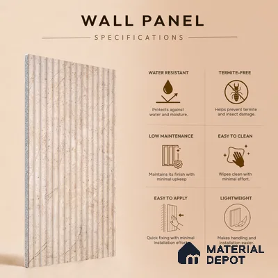 Warm Beige Marble Look PN 06536 8 ft x 3.6 inch Charcoal Panel - 6 mm | Suitable for TV Unit, Living Room & Bedroom | Width is Subjected to 5% Variation