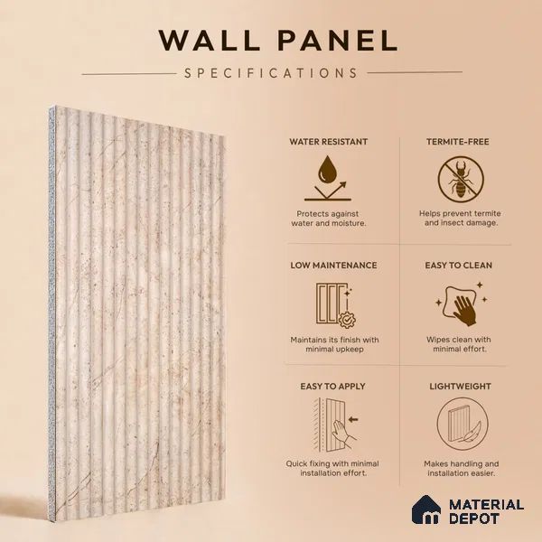 Warm Beige Marble Look PN 06536 8 ft x 3.6 inch Charcoal Panel - 6 mm | Suitable for TV Unit, Living Room & Bedroom | Width is Subjected to 5% Variation