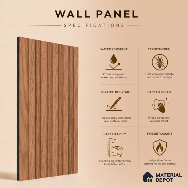 Wooden Look PN 06812 9.2 ft x 4.8 inch Charcoal Panel - 12 mm | Suitable for Living Room, Bedroom & TV Cabinet | Width is Subjected to 5% Variation