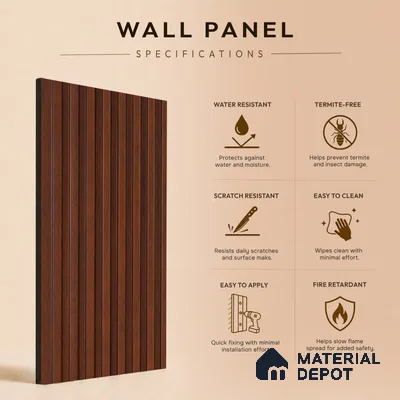 Wooden Look PN 06814 9.2 ft x 4.8 inch Charcoal Panel - 12 mm | Suitable for Living Room, Bedroom & TV Cabinet | Width is Subjected to 5% Variation