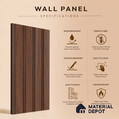 Wooden Look PN 06819 9.2 ft x 4.8 inch Charcoal Panel - 12 mm | Suitable for Living Room, Bedroom & TV Cabinet | Width is Subjected to 5% Variation