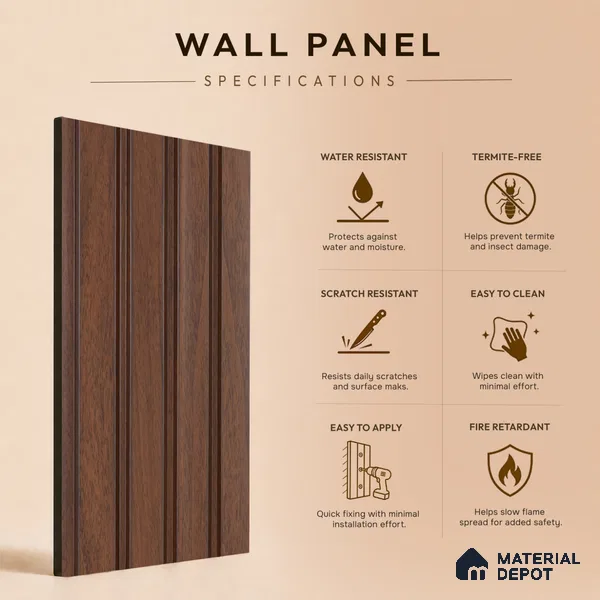 Wooden Look PN 06819 9.2 ft x 4.8 inch Charcoal Panel - 12 mm | Suitable for Living Room, Bedroom & TV Cabinet | Width is Subjected to 5% Variation