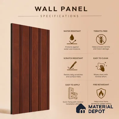 Wooden Look PN 06820 9.2 ft x 4.8 inch Charcoal Panel - 12 mm | Suitable for Living Room, Bedroom & TV Cabinet | Width is Subjected to 5% Variation
