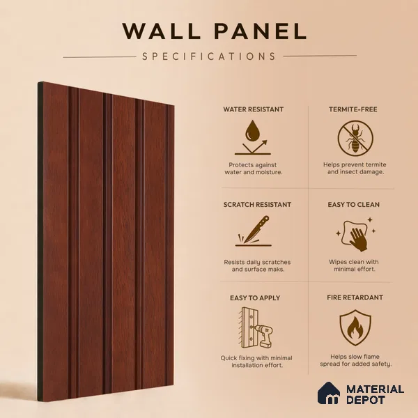 Wooden Look PN 06820 9.2 ft x 4.8 inch Charcoal Panel - 12 mm | Suitable for Living Room, Bedroom & TV Cabinet | Width is Subjected to 5% Variation