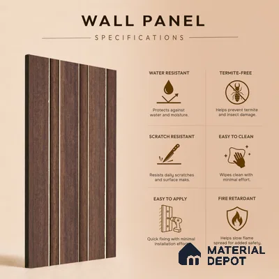 Wooden Look PN 06830 9.2 ft x 4.9 inch Charcoal Panel - 12 mm | Suitable for Living Room, Bedroom & TV Cabinet | Width is Subjected to 5% Variation