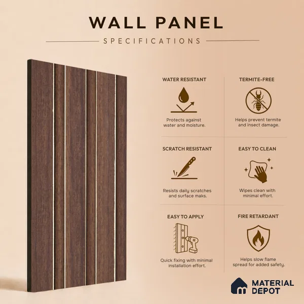 Wooden Look PN 06830 9.2 ft x 4.9 inch Charcoal Panel - 12 mm | Suitable for Living Room, Bedroom & TV Cabinet | Width is Subjected to 5% Variation