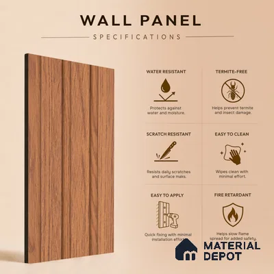 Wooden Look PN 06834 9.2 ft x 4.9 inch Charcoal Panel - 12 mm | Suitable for Living Room, Bedroom & TV Cabinet | Width is Subjected to 5% Variation