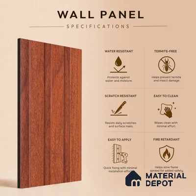 Wooden Look PN 06839 9.2 ft x 4.9 inch Charcoal Panel - 12 mm | Suitable for Living Room, Bedroom & TV Cabinet | Width is Subjected to 5% Variation