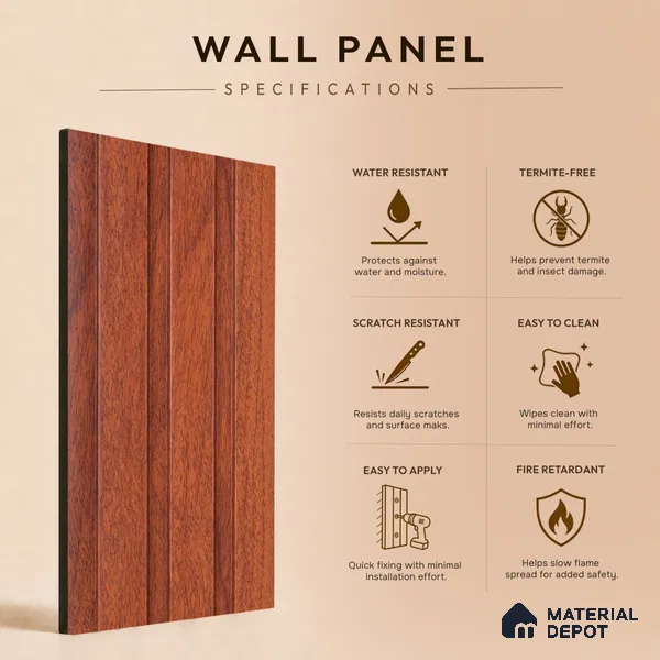 Wooden Look PN 06839 9.2 ft x 4.9 inch Charcoal Panel - 12 mm | Suitable for Living Room, Bedroom & TV Cabinet | Width is Subjected to 5% Variation