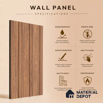 Wooden Look PN 06840 9.2 ft x 4.9 inch Charcoal Panel - 12 mm | Suitable for Living Room, Bedroom & TV Cabinet | Width is Subjected to 5% Variation