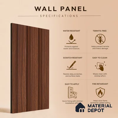 Wooden Look PN 06841 9.2 ft x 4.9 inch Charcoal Panel - 12 mm | Suitable for Living Room, Bedroom & TV Cabinet | Width is Subjected to 5% Variation