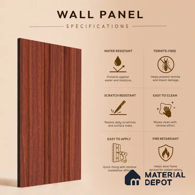 Wooden Look PN 06843 9.2 ft x 4.9 inch Charcoal Panel - 12 mm | Suitable for Living Room, Bedroom & TV Cabinet | Width is Subjected to 5% Variation