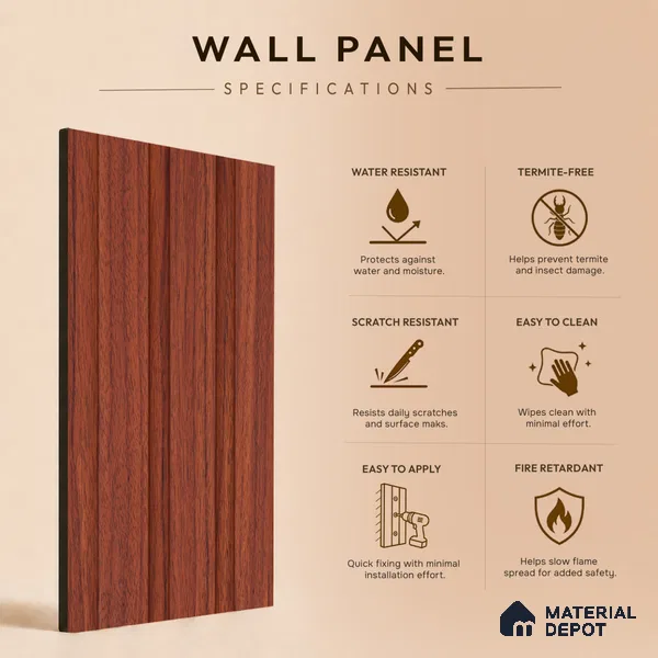 Wooden Look PN 06843 9.2 ft x 4.9 inch Charcoal Panel - 12 mm | Suitable for Living Room, Bedroom & TV Cabinet | Width is Subjected to 5% Variation