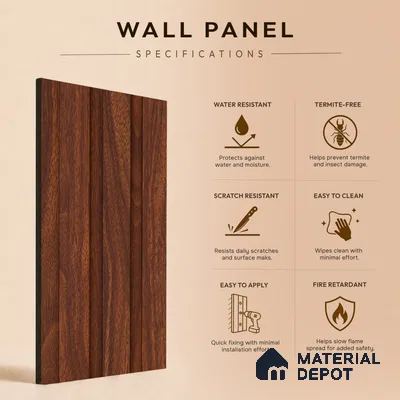 Wooden Look PN 06845 9.2 ft x 4.9 inch Charcoal Panel - 12 mm | Suitable for Living Room, Bedroom & TV Cabinet | Width is Subjected to 5% Variation