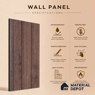 Wooden Look PN 06849 9.2 ft x 4.9 inch Charcoal Panel - 12 mm | Suitable for Living Room, Bedroom & TV Cabinet | Width is Subjected to 5% Variation