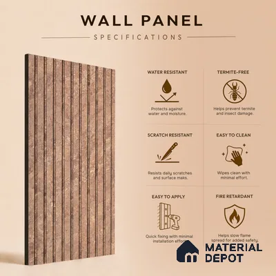Oak Brown Marble Look PN 06907 8 ft x 6 inch Charcoal Panel - 6 mm | Suitable for Living Room, Bedroom & TV Cabinet | Width is Subjected to 5% Variation
