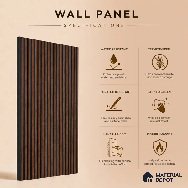 Wooden Look PN 06929 8 ft x 6 inch Charcoal Panel - 6 mm | Suitable for Living Room, Bedroom & TV Cabinet | Width is Subjected to 5% Variation