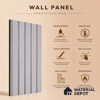Light Grey Fabric Look PN 06939 8 ft x 6 inch Charcoal Panel - 6 mm | Suitable for Living Room, Bedroom & TV Cabinet | Width is Subjected to 5% Variation