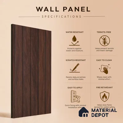 Wooden Look PN 06944 8 ft x 6 inch Charcoal Panel - 6 mm | Suitable for Living Room, Bedroom & TV Cabinet | Width is Subjected to 5% Variation