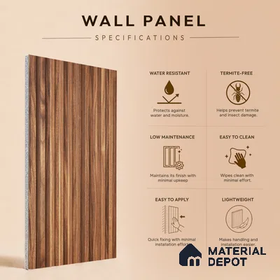 Wooden Look PN 06976 8 ft x 10 inch PVC Panel - 10 mm | Suitable for Living Room, Bedroom & Office | Width is Subjected to 5% Variation
