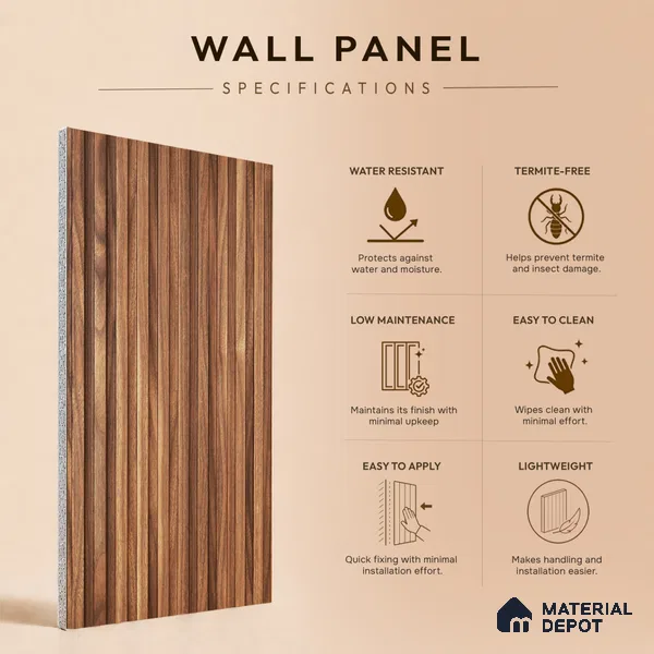 Wooden Look PN 06976 8 ft x 10 inch PVC Panel - 10 mm | Suitable for Living Room, Bedroom & Office | Width is Subjected to 5% Variation