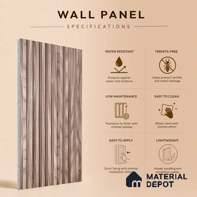 Wooden Look PN 06977 8 ft x 10 inch PVC Panel - 10 mm | Suitable for Living Room, Bedroom & Office | Width is Subjected to 5% Variation