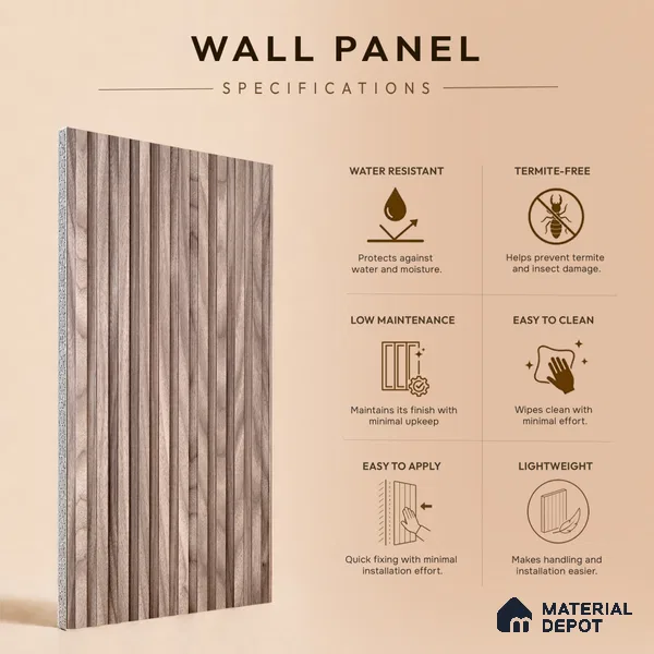 Wooden Look PN 06977 8 ft x 10 inch PVC Panel - 10 mm | Suitable for Living Room, Bedroom & Office | Width is Subjected to 5% Variation
